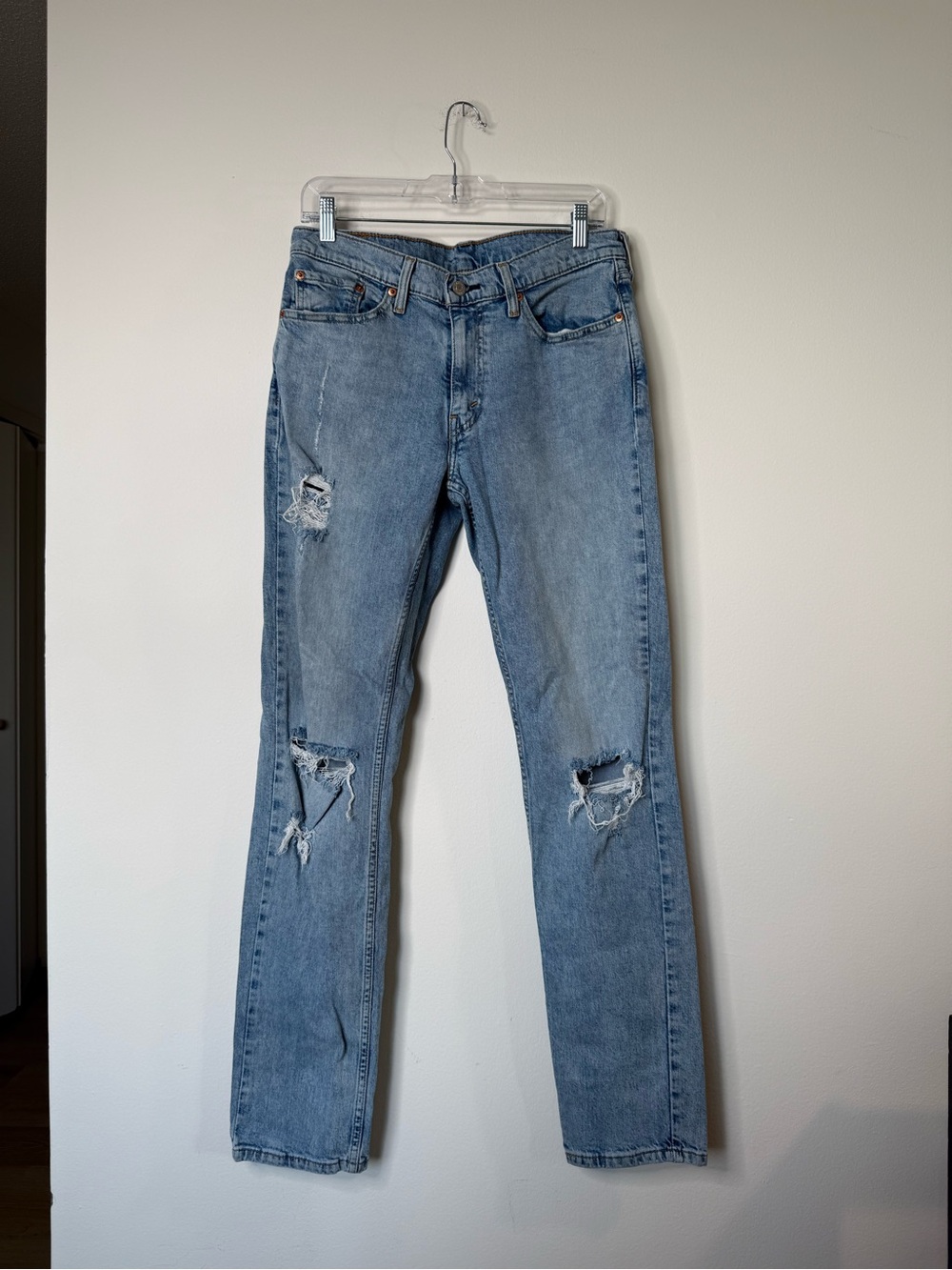 Levi’s Light Wash Distressed Straight Leg Jeans